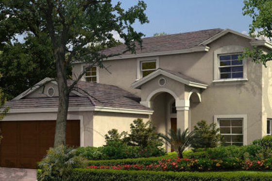 Exterior - Front Elevation for Mediterranean House Plan #420-222 - 3 bed, 2.5 bath