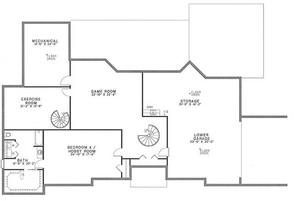 House Plan Design - European Floor Plan - Lower Floor Plan #17-1155