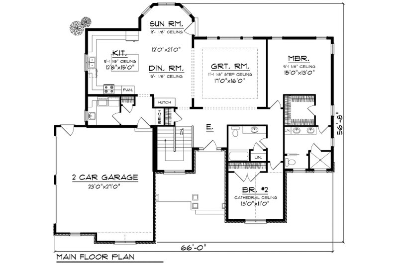 Ranch Style House Plan - 2 Beds 2 Baths 1943 Sq/Ft Plan #70-1166 ...