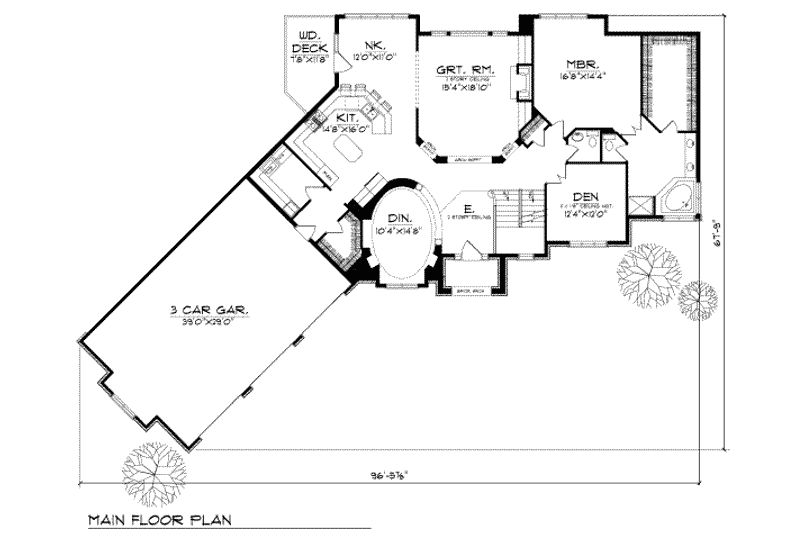 House Plan Design - Floor Plan - Main Floor for European House Plan #70-495 - 4 bed, 3.5 bath