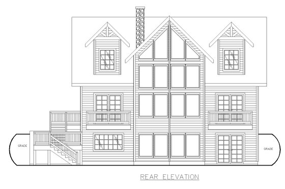 Exterior - Rear Elevation for Craftsman House Plan #117-1099 - 3 bed, 4.5 bath