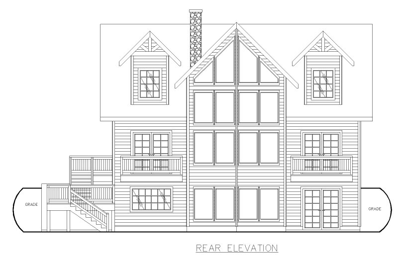 House Blueprint - Exterior - Rear Elevation for Craftsman House Plan #117-1099 - 3 bed, 4.5 bath