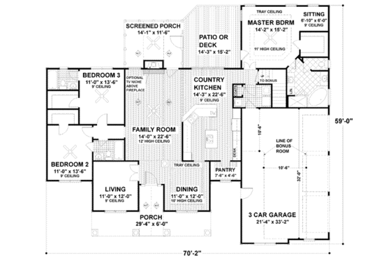 Floor Plan - Main Floor for Traditional House Plan #56-164 - 3 bed, 3 bath