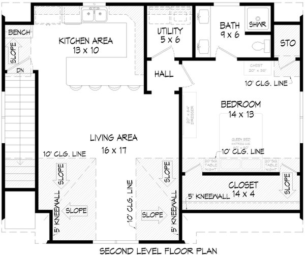 Farmhouse Floor Plan - Upper Floor Plan #932-1043