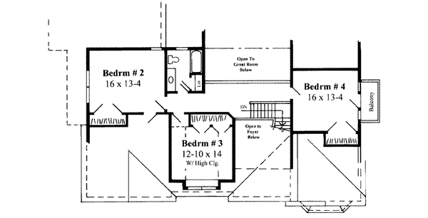 Traditional Floor Plan - Upper Floor Plan #75-156