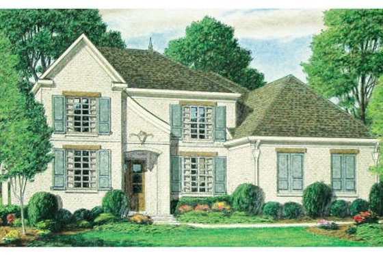 Exterior - Front Elevation for European House Plan #34-223 - 4 bed, 3 bath
