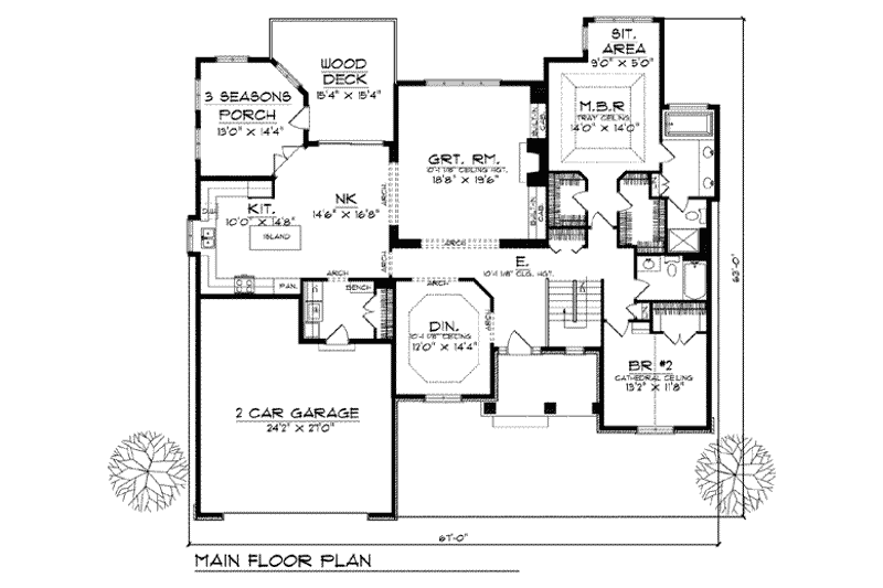 Home Plan - Floor Plan - Main Floor for Traditional House Plan #70-779 - 4 bed, 3 bath