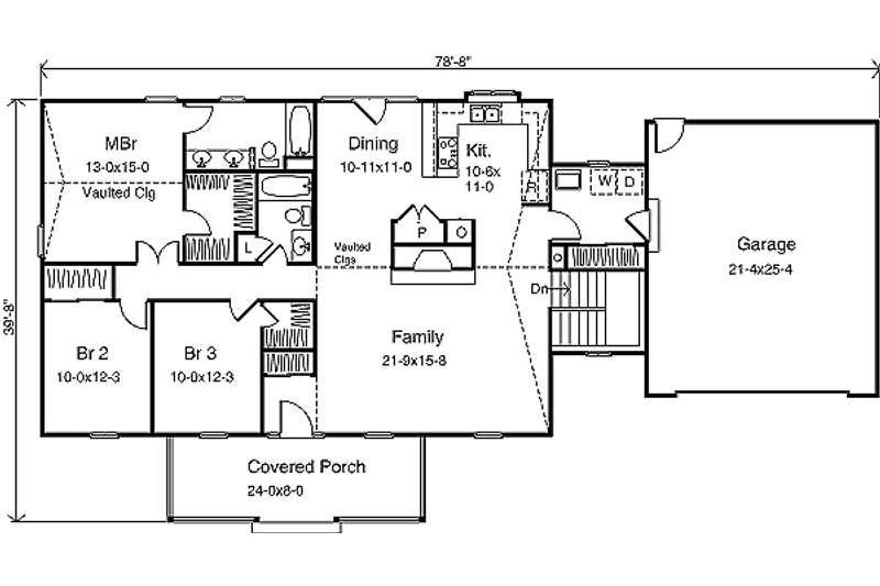 Home Plan - Floor Plan - Main Floor for Traditional House Plan #22-109 - 3 bed, 2 bath