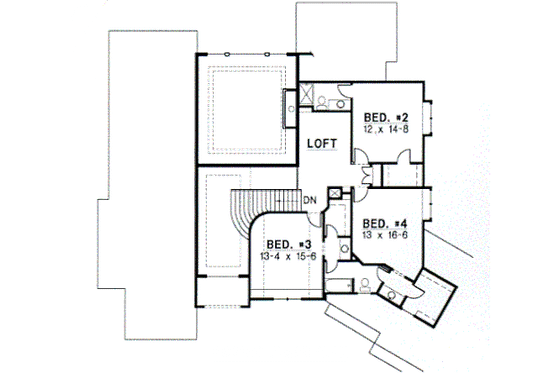 Floor Plan - Upper Floor for Traditional House Plan #67-452 - 4 bed, 3.5 bath