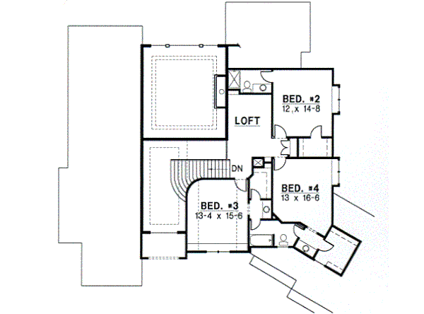 Traditional Floor Plan - Upper Floor Plan #67-452