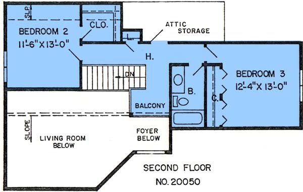 Floor Plan - Upper Floor for Contemporary House Plan #312-253 - 3 bed, 2.5 bath