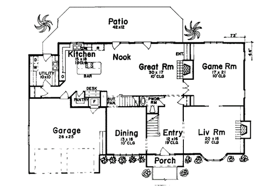 Floor Plan - Main Floor for European House Plan #52-147 - 3 bed, 3.5 bath