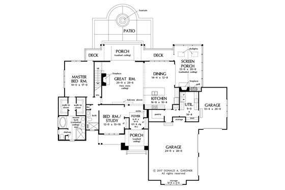 Floor Plan - Main Floor for Farmhouse House Plan #929-1063 - 4 bed, 4 bath