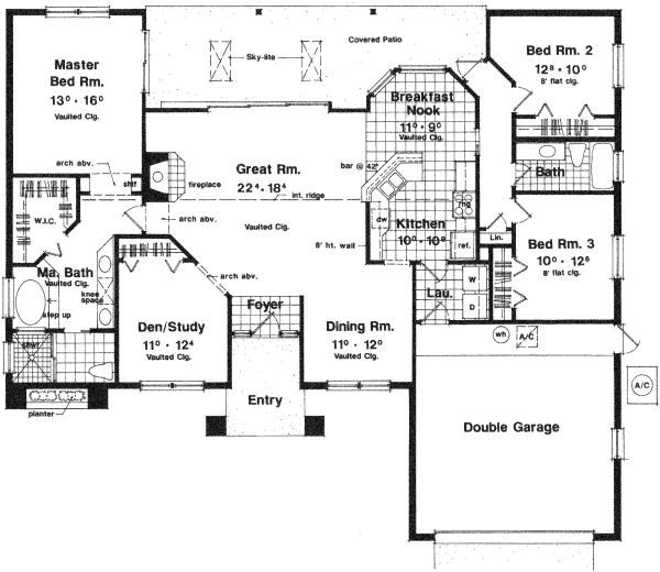Mediterranean Floor Plan - Main Floor Plan #417-168