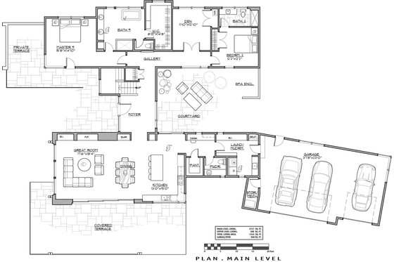 Floor Plan - Main Floor for Contemporary House Plan #892-23 - 3 bed, 3.5 bath