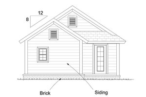 Exterior - Rear Elevation for Cottage House Plan #513-2181 - 1 bed, 1 bath