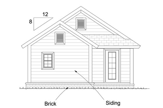 Exterior - Rear Elevation for Cottage House Plan #513-2181 - 1 bed, 1 bath