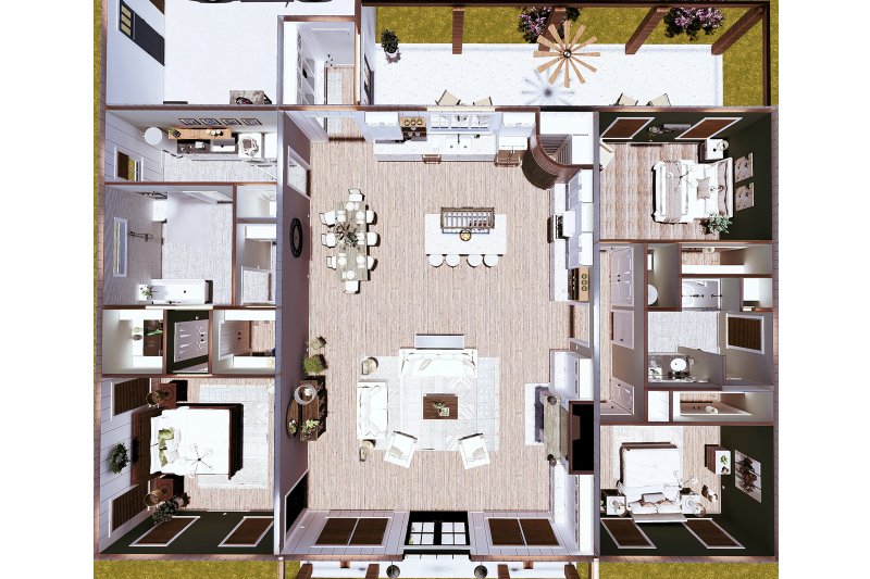 Architectural House Design - Floor Plan - Main Floor 1 for Barndominium House Plan #44-261 - 3 bed, 2 bath