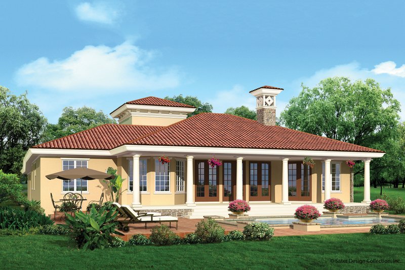 Home Plan - Exterior - Rear Elevation 1 for Mediterranean House Plan #930-12 - 3 bed, 2.5 bath
