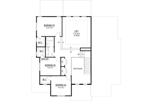 Floor Plan - Upper Floor for Farmhouse House Plan #1093-8 - 4 bed, 2.5 bath
