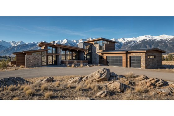 Exterior - Front Elevation 3 for Modern House Plan #892-45 - 4 bed, 4.5 bath