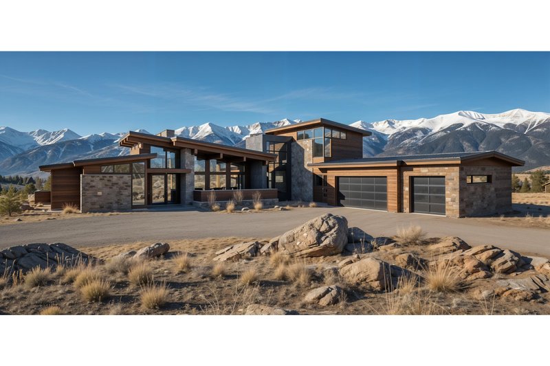 House Design - Exterior - Front Elevation 3 for Modern House Plan #892-45 - 4 bed, 4.5 bath