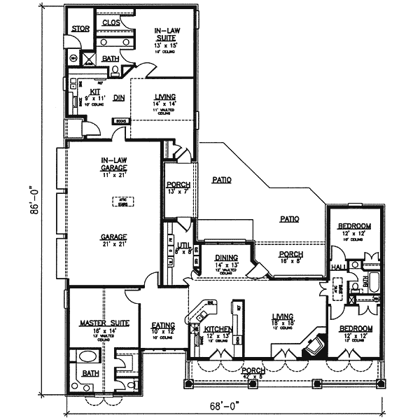 Dream House Plan - Southern Floor Plan - Main Floor Plan #320-139