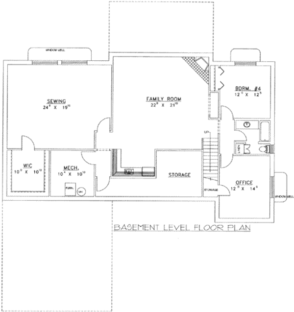 Architectural House Design - Ranch Floor Plan - Lower Floor Plan #117-491