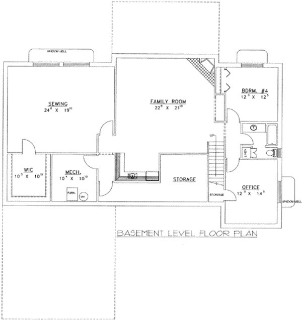 Ranch Floor Plan - Lower Floor Plan #117-491
