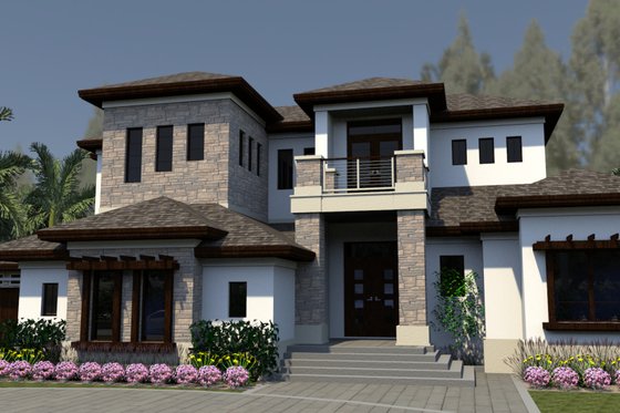 Exterior - Front Elevation 3 for Modern House Plan #548-48 - 4 bed, 4.5 bath