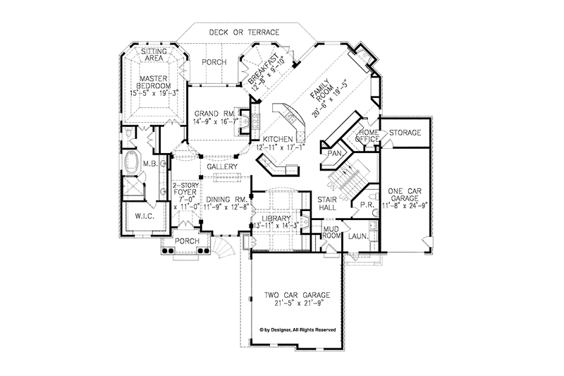 Home Plan - Floor Plan - Main Floor for European House Plan #54-359 - 4 bed, 3.5 bath