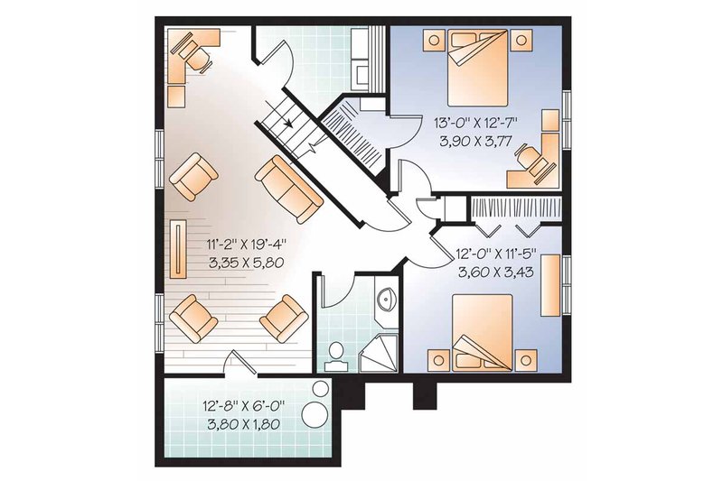 Home Plan - Floor Plan - Lower Floor for European House Plan #23-2501 - 4 bed, 2 bath