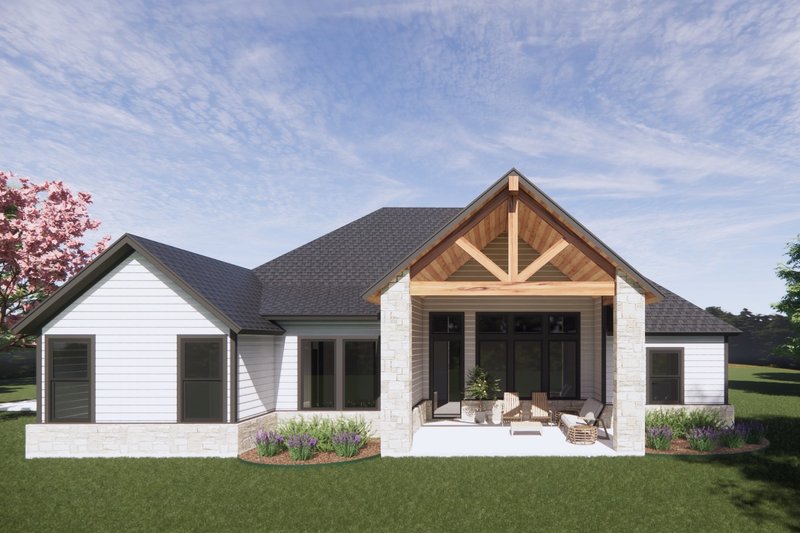 Architectural House Design - Exterior - Rear Elevation for Country House Plan #1096-105 - 4 bed, 2 bath