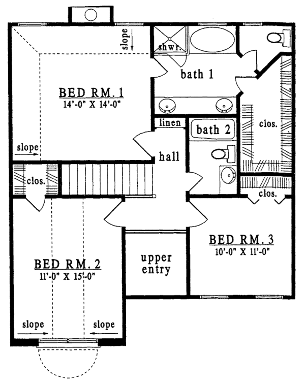 House Plan Design - Traditional Floor Plan - Upper Floor Plan #42-544