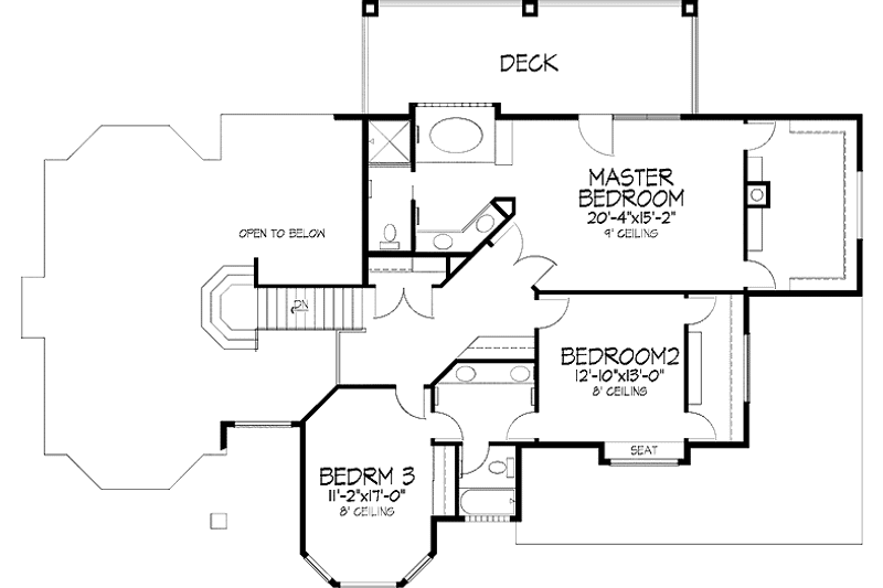 Home Plan - Floor Plan - Upper Floor for Mediterranean House Plan #320-978 - 3 bed, 3 bath