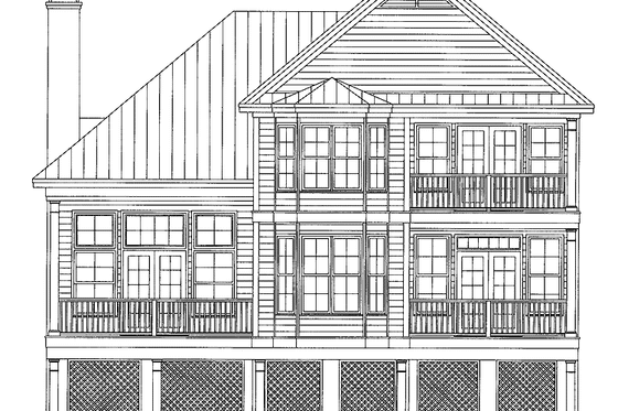 Exterior - Rear Elevation for Country House Plan #929-526 - 4 bed, 3 bath