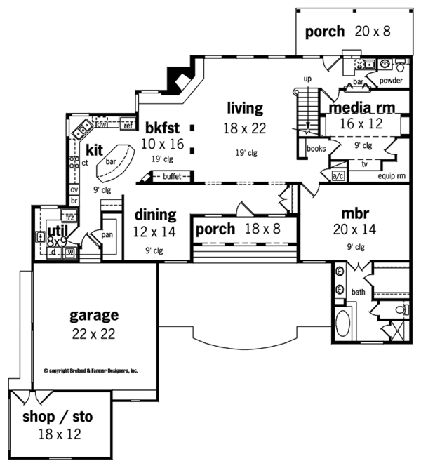 House Plan Design - Country Floor Plan - Main Floor Plan #45-449