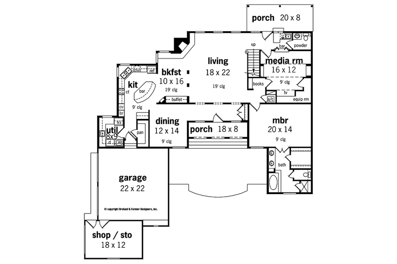 House Plan Design - Floor Plan - Main Floor for Country House Plan #45-449 - 4 bed, 4.5 bath