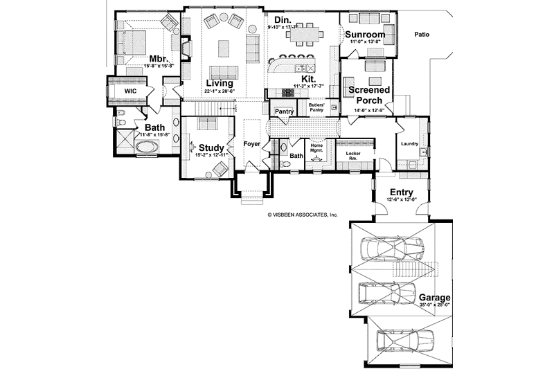 Home Plan - Floor Plan - Main Floor for European House Plan #928-187 - 3 bed, 2.5 bath