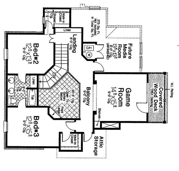 Home Plan - Classical Floor Plan - Upper Floor Plan #310-1207
