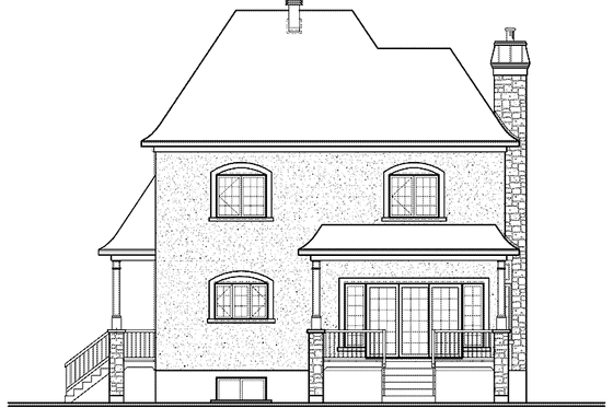 Exterior - Rear Elevation for European House Plan #23-2547 - 3 bed, 1.5 bath