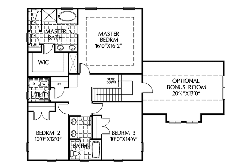 Home Plan - Floor Plan - Upper Floor for Mediterranean House Plan #999-132 - 3 bed, 2.5 bath