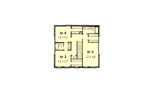 Floor Plan - Upper Floor for European House Plan #16-217 - 4 bed, 3.5 bath