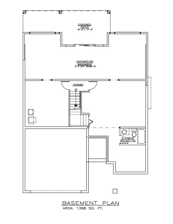 House Design - Floor Plan - Lower Floor for Craftsman House Plan #1100-148 - 2 bed, 2 bath
