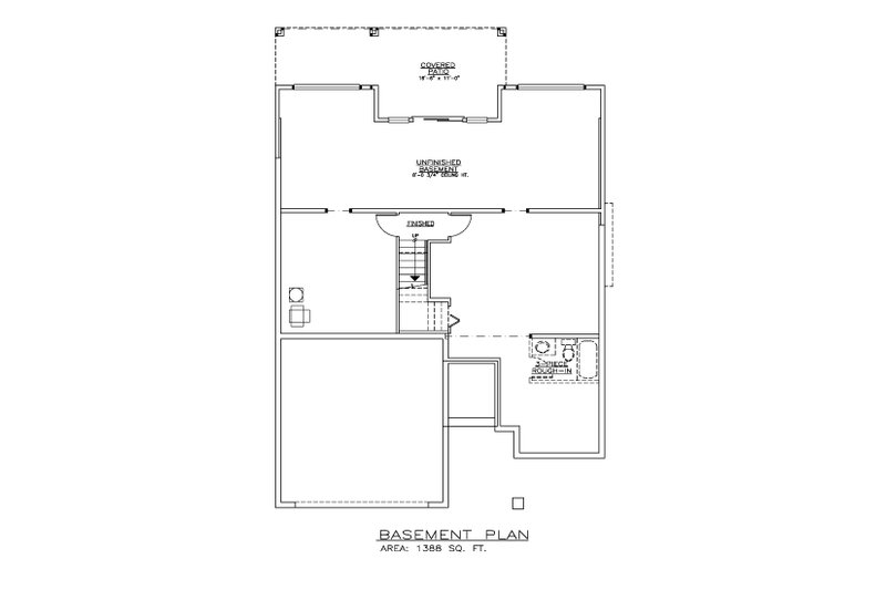 House Design - Floor Plan - Lower Floor for Craftsman House Plan #1100-148 - 2 bed, 2 bath