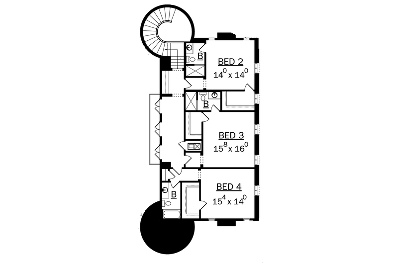 House Design - Floor Plan - Upper Floor for Mediterranean House Plan #1058-11 - 5 bed, 5 bath