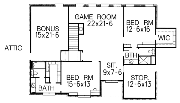 Home Plan - Traditional Floor Plan - Upper Floor Plan #15-331