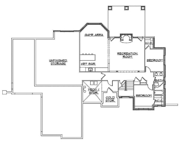 House Design - European Floor Plan - Lower Floor Plan #945-125