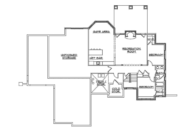 Home Plan - Floor Plan - Lower Floor for European House Plan #945-125 - 3 bed, 2.5 bath