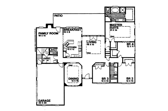 Floor Plan - Main Floor for European House Plan #30-267 - 4 bed, 2.5 bath